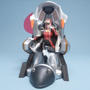 Sci-Fi Pilot Girl 3D Model: 1/8 Scale Anime Mecha Print File