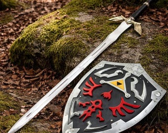 Espada Zelda de acero inoxidable hecha a mano / Espada coleccionable de fantasía, réplica inspirada en videojuegos, accesorio de exhibición y cosplay