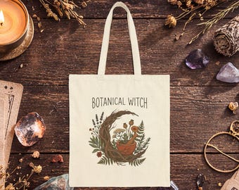 Botanisk häxväska – blommig månedesign, 300 g canvasväska