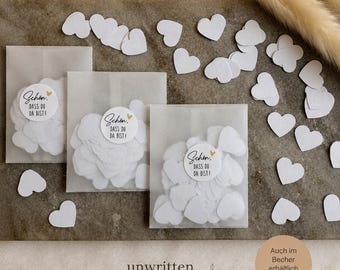 Hartvormige confetti | gemaakt van wit papier | handgesneden