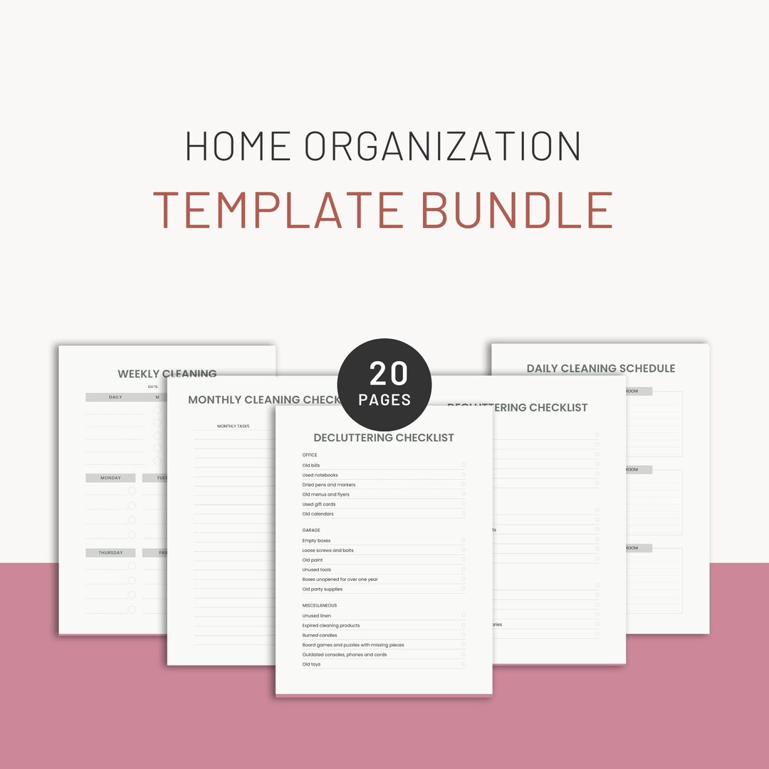 Home Organization Planner Printable PDF | Cleaning & Declutter ...