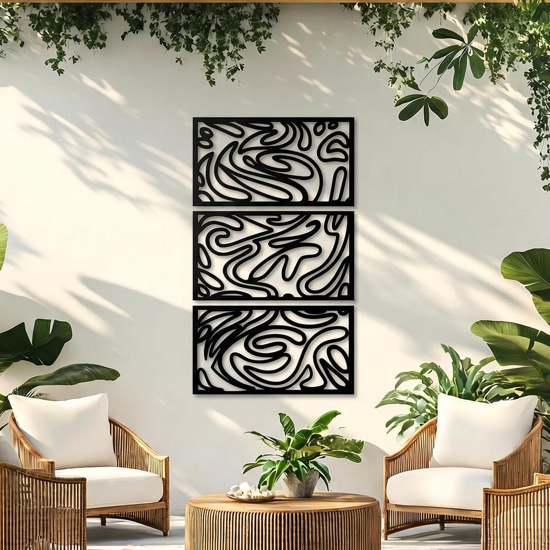 Extra Large Outdoor Abstract Metal Wall Art | Modern Poolside Patio ...