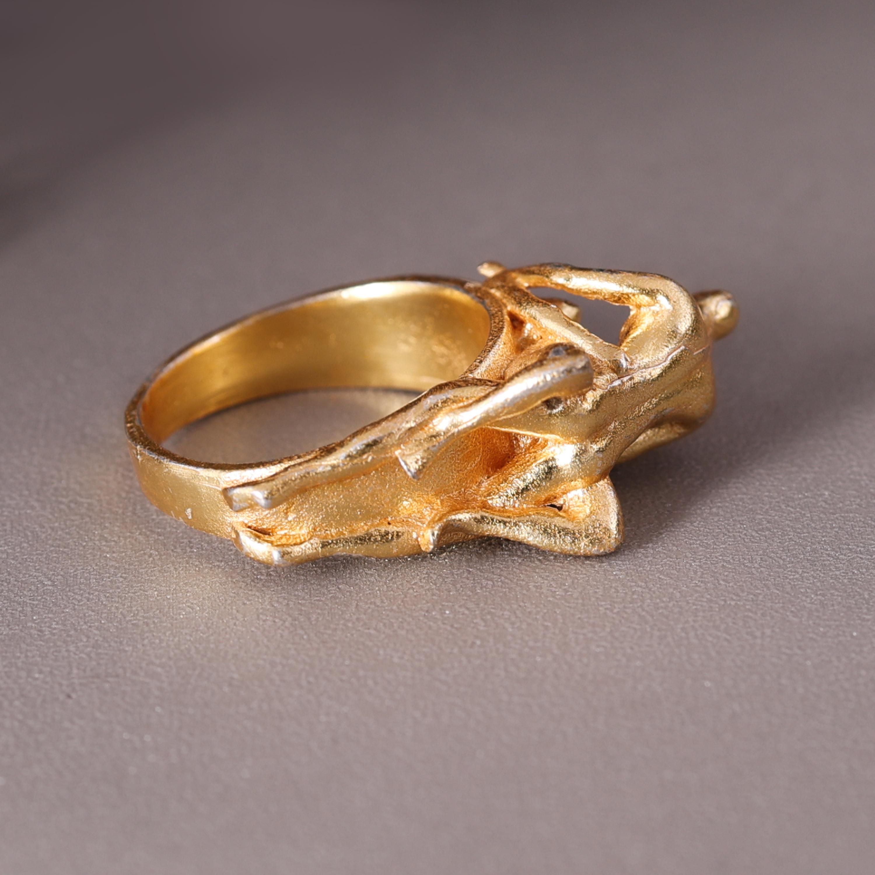 Handmade Gold Sculptural Figure Ring, Artistic Statement Jewelry - Etsy