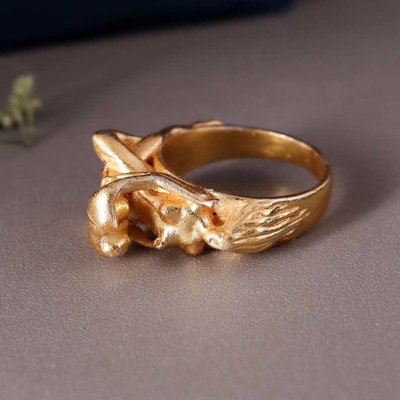 Handmade Gold Sculptural Figure Ring, Artistic Statement Jewelry - Etsy