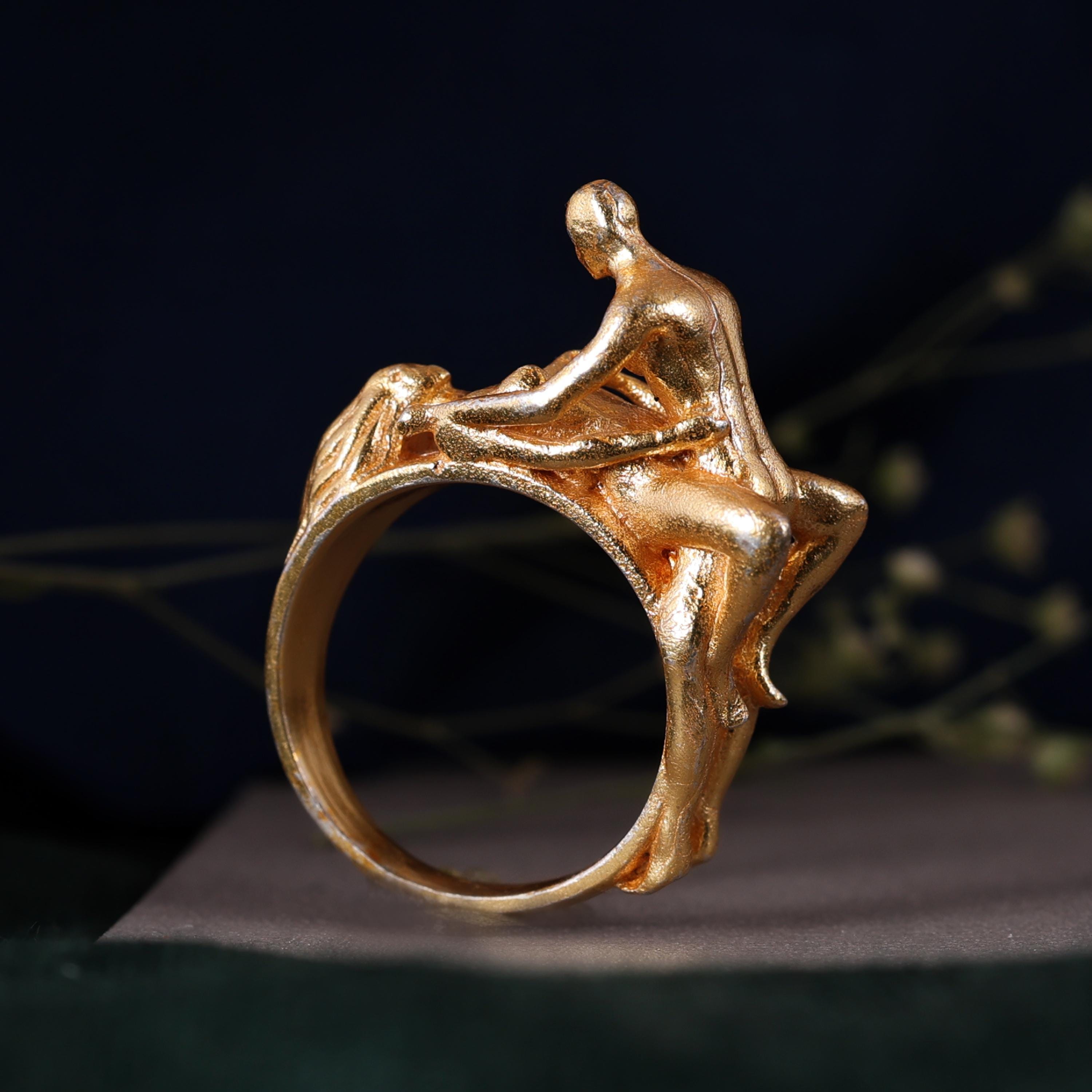Handmade Gold Sculptural Figure Ring, Artistic Statement Jewelry - Etsy