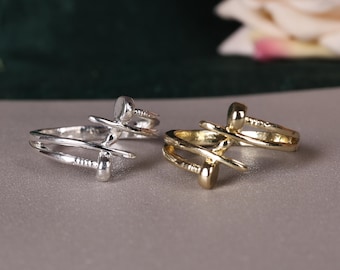 Minimal Nail Wrap Brass Ring Gold & Silver Finish | Modern Fixed Size Statement Ring | Handmade Jewelry