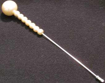 Hat Pin 32: Pin de sombrero de perla blanca