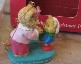 Vintage Grandmother Dated Christmas Ornament from American Greetings 1996, Bear Grandma and Bear Grandson, MyVintageTable