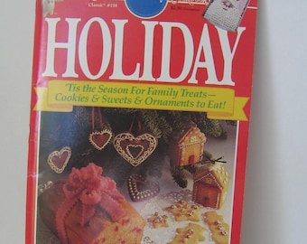 Vintage Pillsbury Holiday Cookbook, Grocery Store Publication, 1990, Cookies Cakes Breads Desserts Meals, MyVintageTable