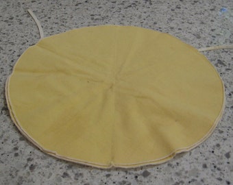 Vintage Yellow Cotton Roll Holder, Biscuit Bun Wrap with Ties, Holds 12, MyVintageTable