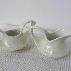 Solid Beige Lusterware Creamer Sugar Set with Swirls, Vintage Art Deco, Cottage Core, Issues, MyVintageTable