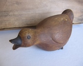 Solid Carved Duck Brown Carved Bird Home Decor MyVintageTable