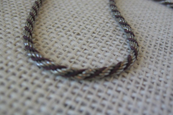 Silver Toned Metal and Black Cord Necklace, 16 1/… - image 3