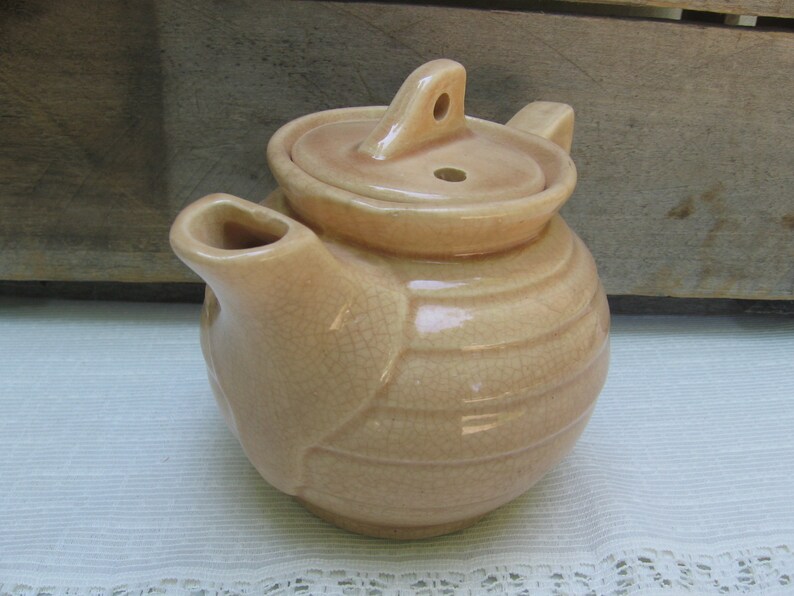Vintage Small Individual Light Brown Tea Pot / Made in USA Etsy