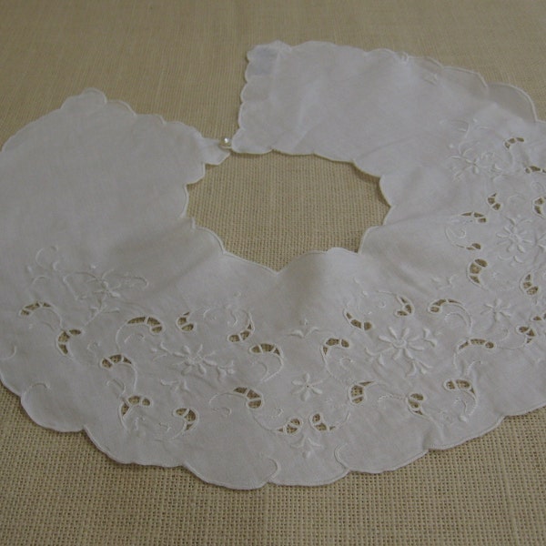 White Cotton Cut Work Embroidered Collar, Detachable Clothing Accessory, Retro Collar, Wedding Dress Trim