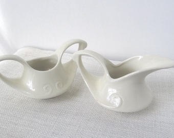 Vintage Lusterware Creamer and Sugar Set, Creamy Beige Off White, Glossy Glaze, Art Deco Cottage core Decor, MyVintageTable