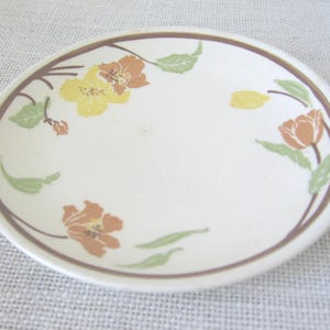 Bread and Butter Plate, Brown and Yellow Summer Flowers, 6 1/2 Inch Round Ceramic, USA Dinnerware, MyVintageTable