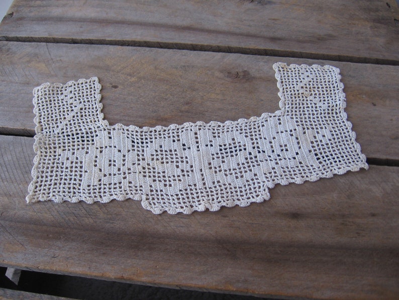 Off White Collar Bodice Insert Detachable Collar Vintage Collar Sewing Trim Dress Trim Bow and Flowers