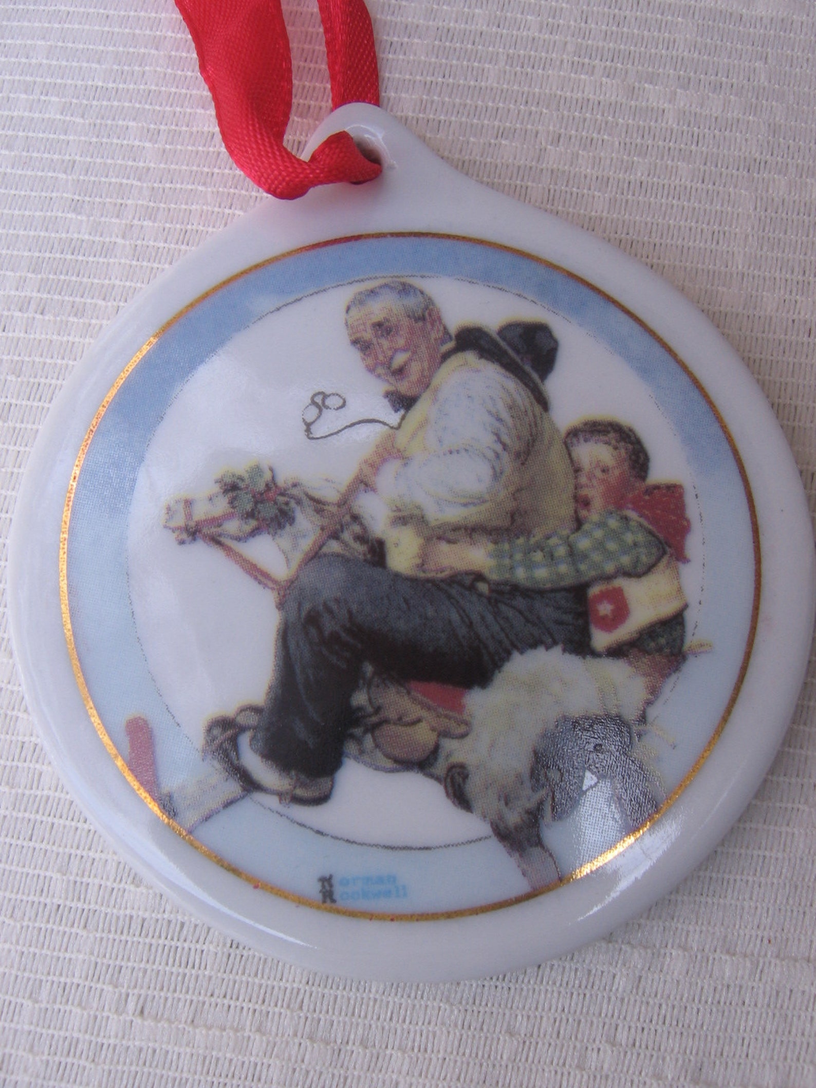 2 Norman Rockwell Glass Christmas Tree Ornaments J.C. Penney Etsy