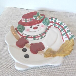 Fritz & Floyd Ceramic Snowman Christmas Dish, Canape Cookie Plate, Vintage, Snowman Lover Gift, MyVintageTable