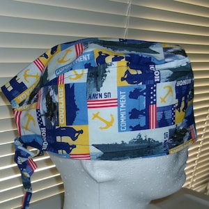 United States Navy Scrub Cap, Surgical Cap, Chemo Cap, Heawear