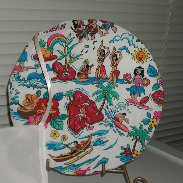 Hawaii Fold Up Hand Fan with Attached Pouch