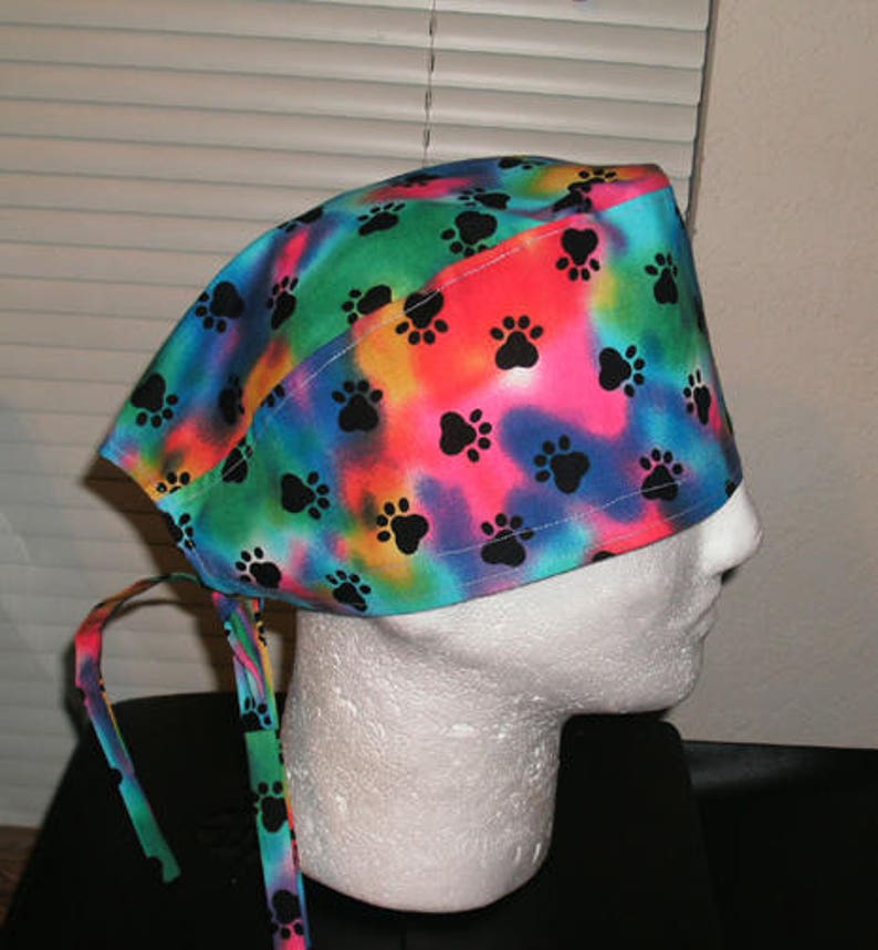 Paw Prints Cats Dogs Animals Scrub Cap Surgical Cap Chemo Etsy