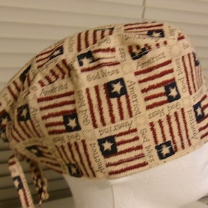 God Bless America Scrub Cap, Surgical Cap, Chemo Cap, Headwear