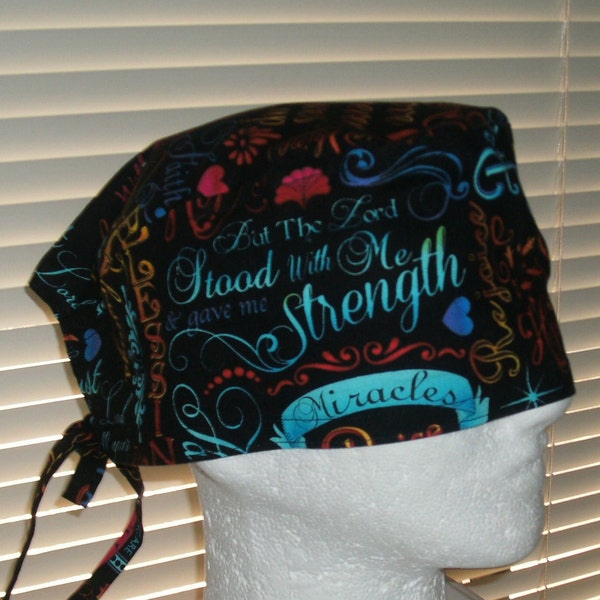 Words of Faith Fabric Scrub Cap, Surgical Cap, Chemo Cap, Headwear