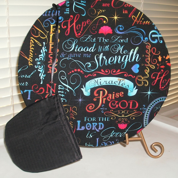 Words of Faith Fold Up Hand Fan with Attached Pouch