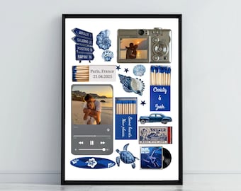 Custom Couple Gift - Matchbox Wall Art - Travel Matchbook Poster Template – Personalized Travel Memories
