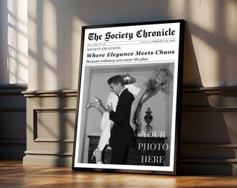 Custom Newspaper Poster – Personalized Photo Front Page Print, Society Style Old Money Wall Art