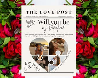 Valentines Love Post Newspaper - Custom Valentine Newspaper Template - Personalized Gift (Digital Download)