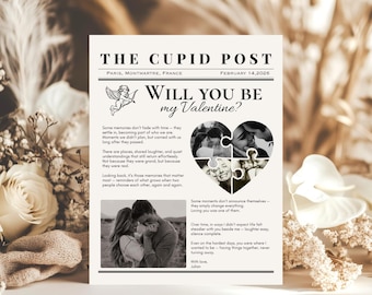 Valentines Cupid Post Newspaper - Custom Valentine Newspaper Template - Personalized Gift (Digital Download)