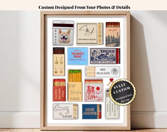 Custom Matchbook Poster – Personalized Photo Matchbox Art | Designed From Your Photos & Details