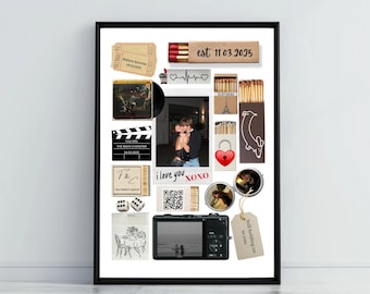 Girlfriend Gift – Romantic Memory Matchbook Poster | Editable Canva Template