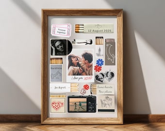 Custom Matchbook Poster, Editable Matchbox Template, Anniversary Gift for Couple, Printable Canva Art