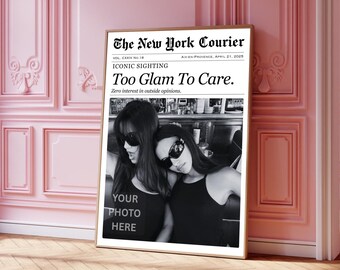 Personalized Aesthetic Newspaper Poster – Custom Glam Photo Print for Besties