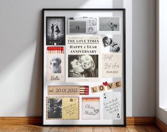 1 Year Anniversary Gift – Custom Matchbook Poster Template | Editable Canva Template