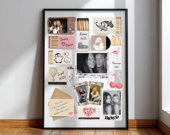 Best Friend Memory Gift – Personalized Photo Collage Poster | Editable Matchbook Canva