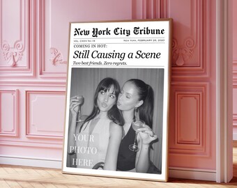 Personalized Birthday Newspaper Print – Custom Photo Poster for Best Friend