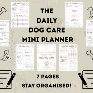 Dog Care Planner, Daily Routine, Nutrition, Exercise Tracker (PDF Templates, Printable)