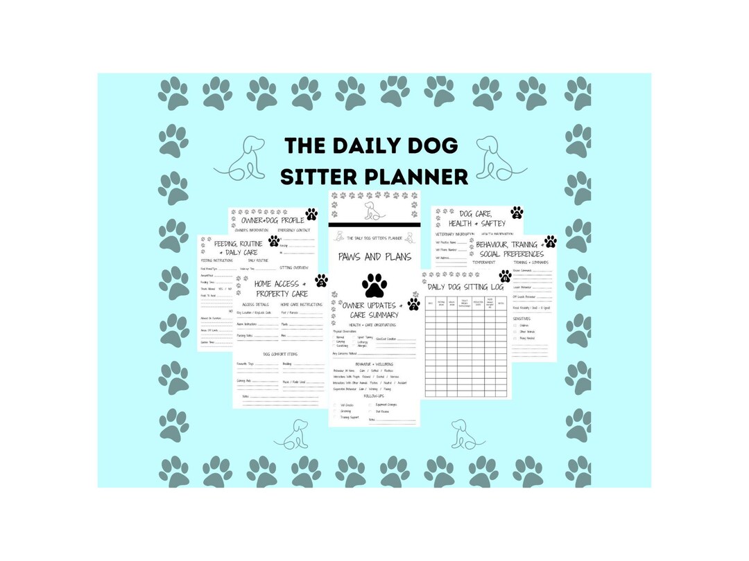 Dog Sitting Routine Printable Daily Dog Sitter Planner, Pet Sitting Organiser, Care Intake ...
