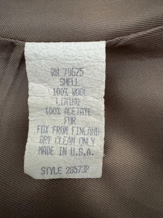 Vintage Albert Nipon Taupe Wool Coat with Fox Fur… - image 6