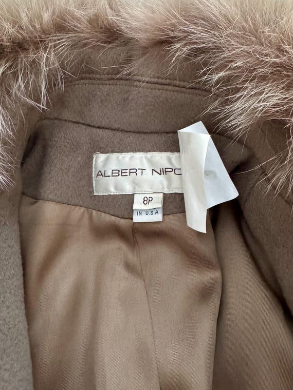 Vintage Albert Nipon Taupe Wool Coat with Fox Fur… - image 5