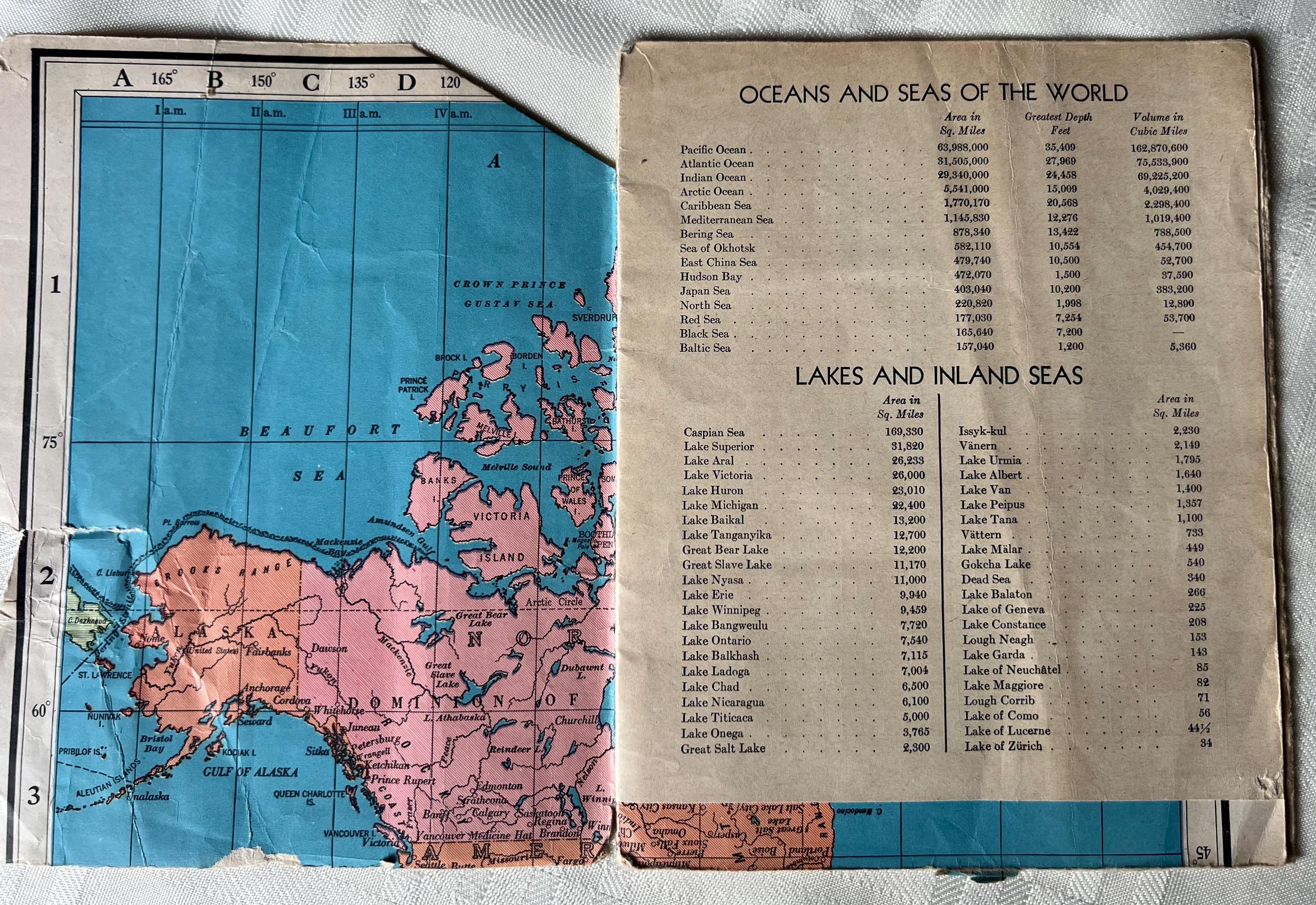 Rexall World Atlas Map With Flags & Time Zones | Mid-century Estate ...