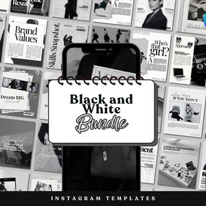 Social Media Manager Instagram Templates Bundle | Black and White Aesthetic | Editable in Canva