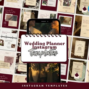 Wedding Planner Instagram Templates | Elegant Maroon Aesthetic | Editable in Canva