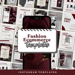 Maroon Instagram Fashion Ecommerce Post Templates for Clothing Store | Business Branding Kit | Social Media Templates