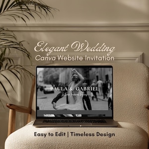 Elegant Minimalist Old Money Wedding Website Template | Editable Canva Invitation | Digital Download